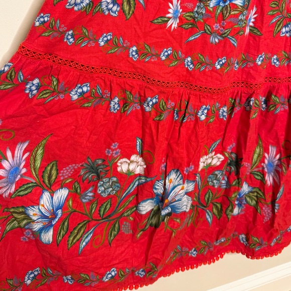 FARM Rio Red Sweet Bloom Bouquet Lenzing Ecovero Euroflax Midi Dress - Picture 11 of 12